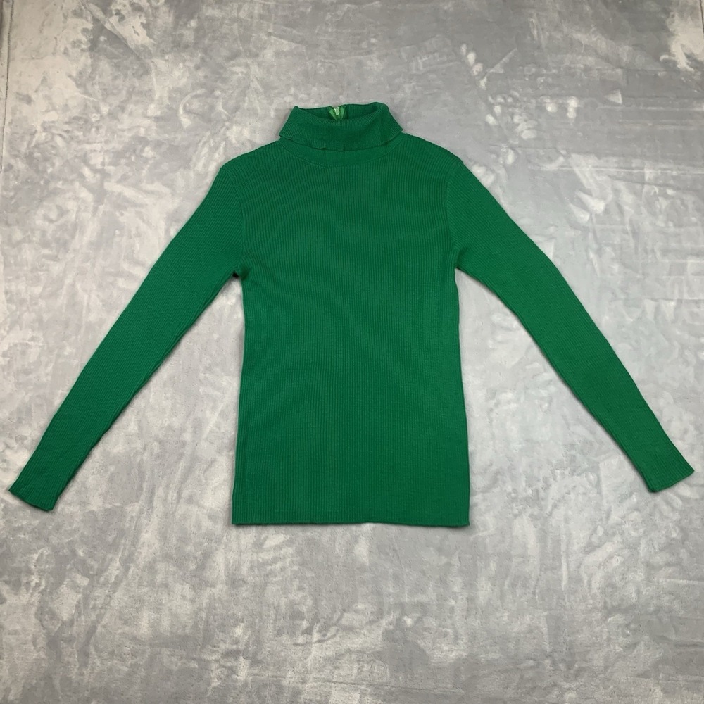 Pendleton Women's Pure Wool 1/4 Zip Turtle Neck Sweater Size 34 Green